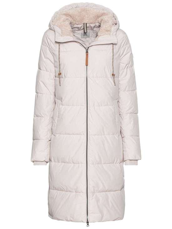 Длинный пуховик с капюшоном на подкладке