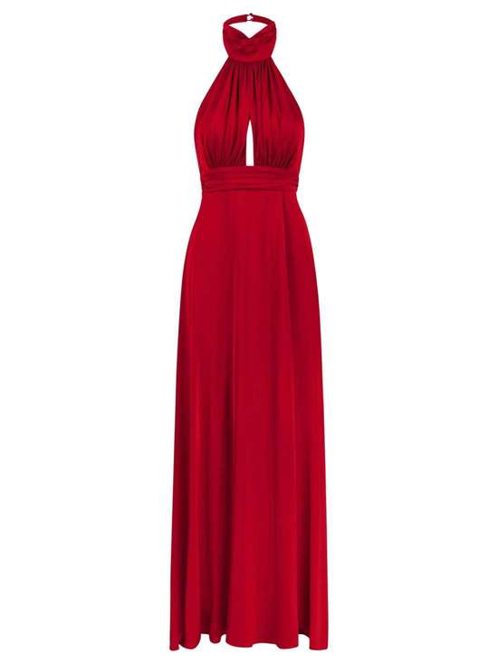 Длинное атласное платье