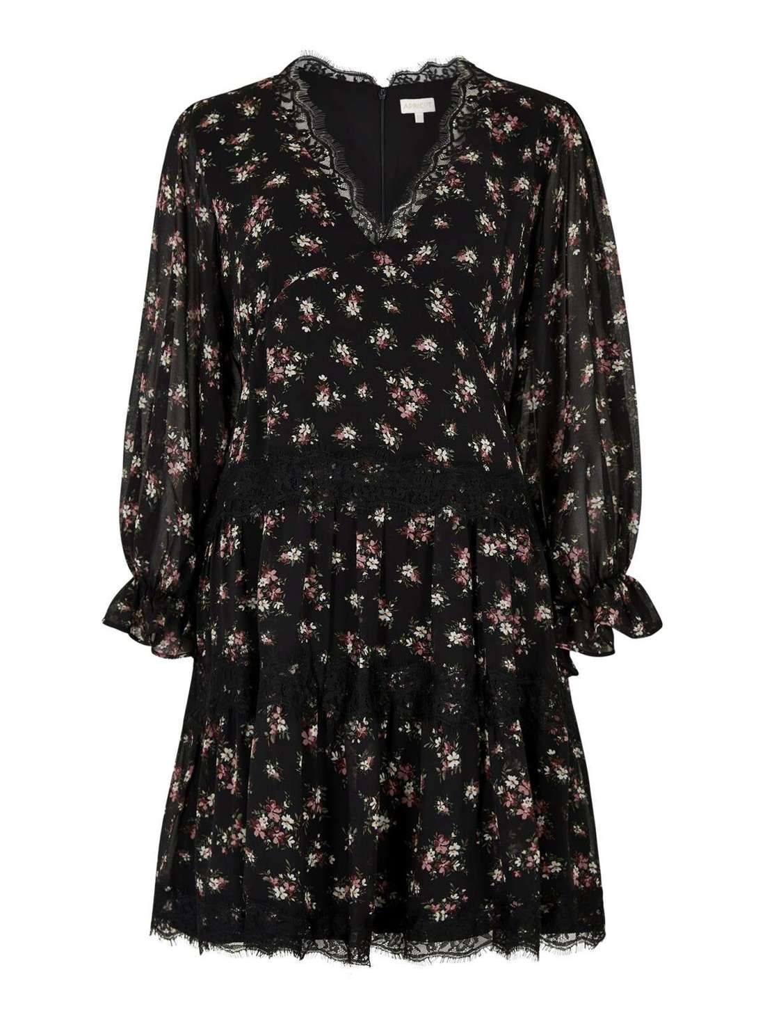 Винтажное многоуровневое мини-платье с цветочным принтом