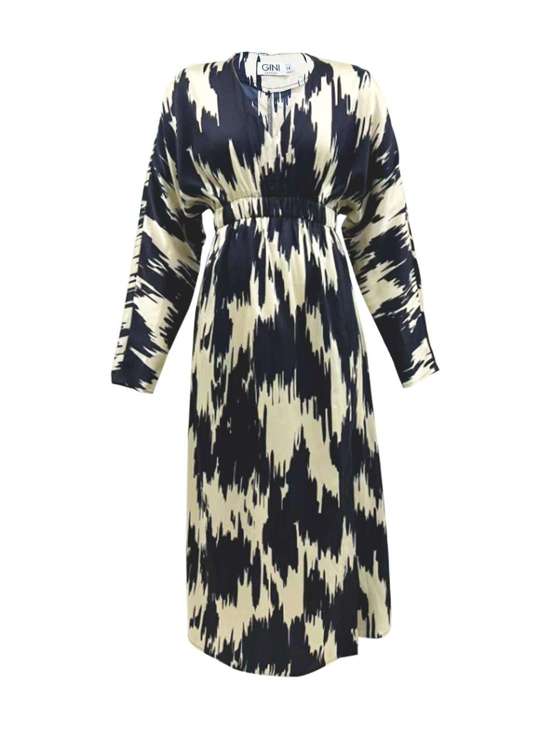 Платье миди Gini Mono Abstract Print Elascticated Waist Midi