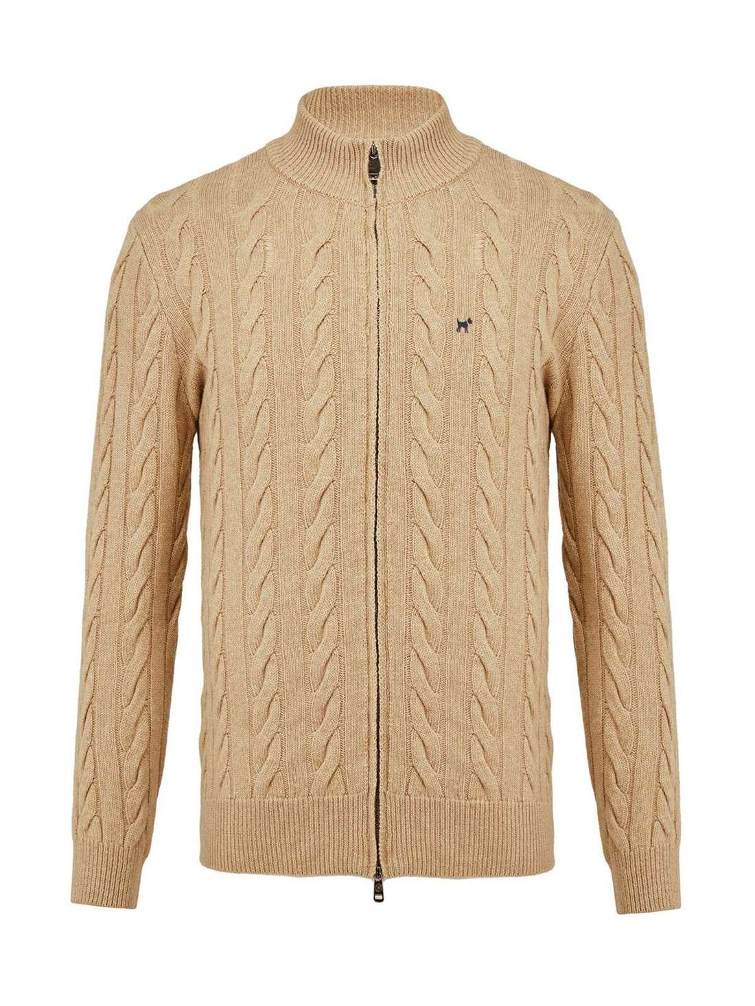 Кардиган с заплетенной косой и молнией во всю длину