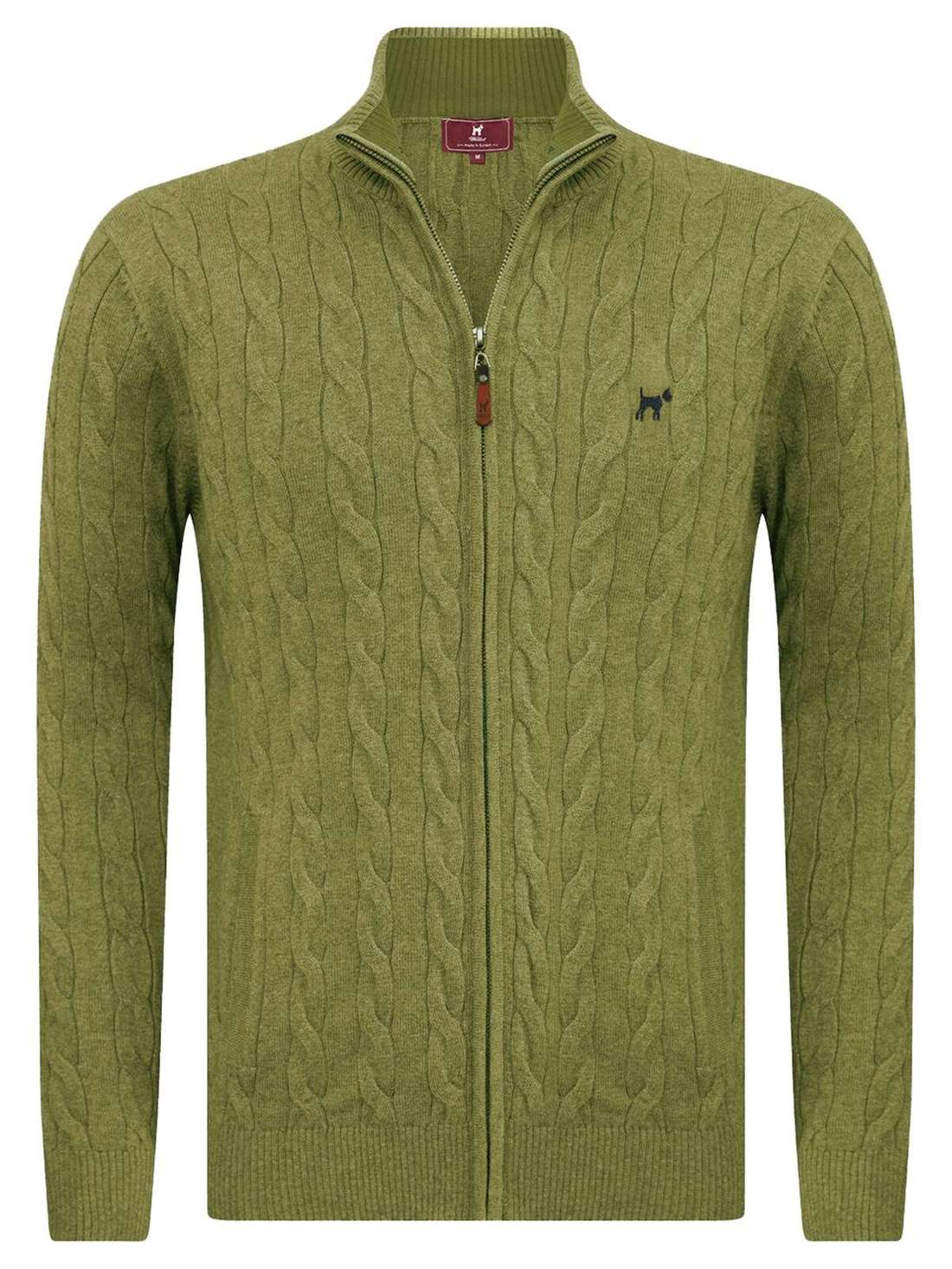 Кардиган с заплетенной косой и молнией во всю длину