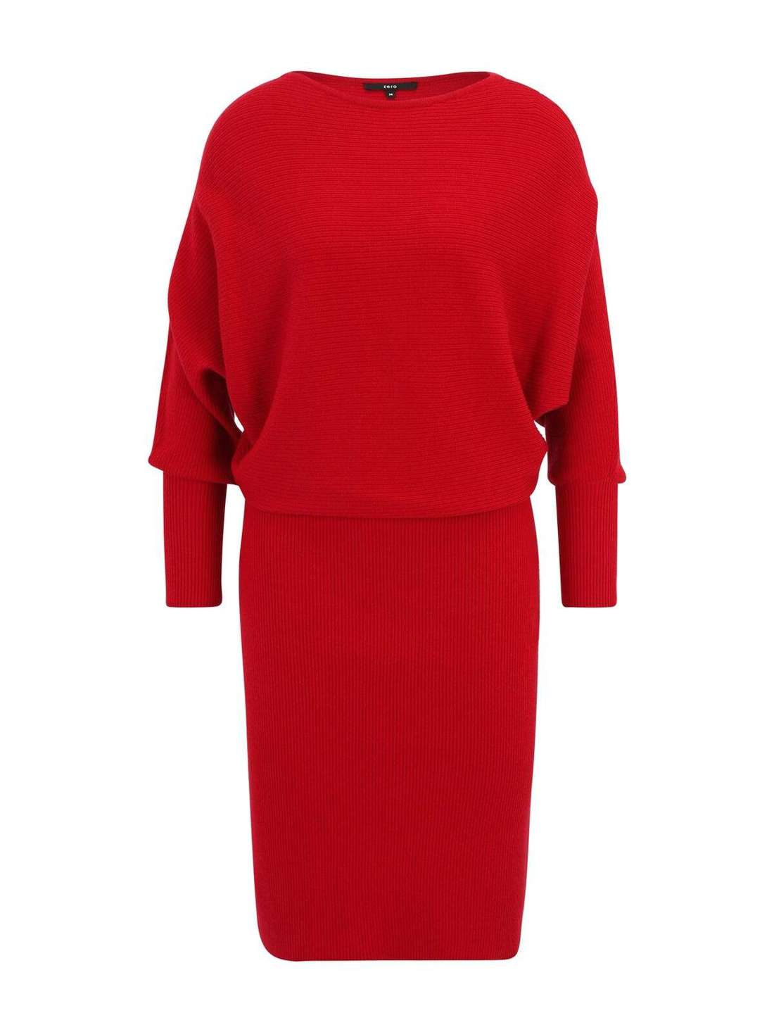 Платье из рубчатой ​​вязки с вырезом-лодочкой