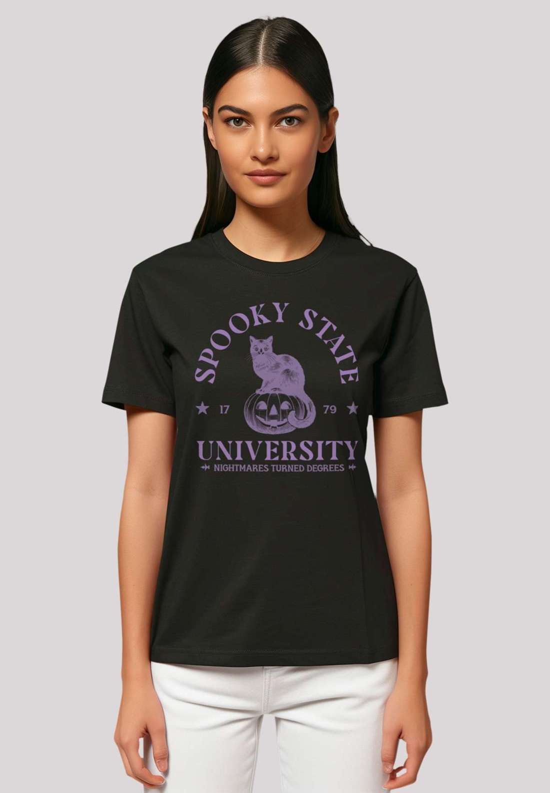 футболка Halloween University Spooky state cat