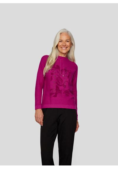 Вязаный свитер Pullover mit Print und Stehkragen