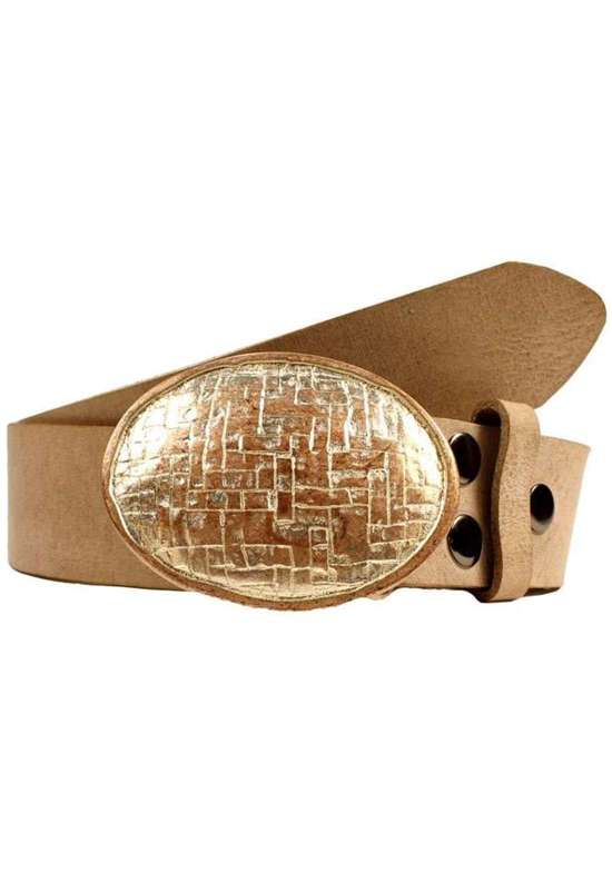 Кожаный ремень со сменной застежкой. Oval Gewebt Rosa