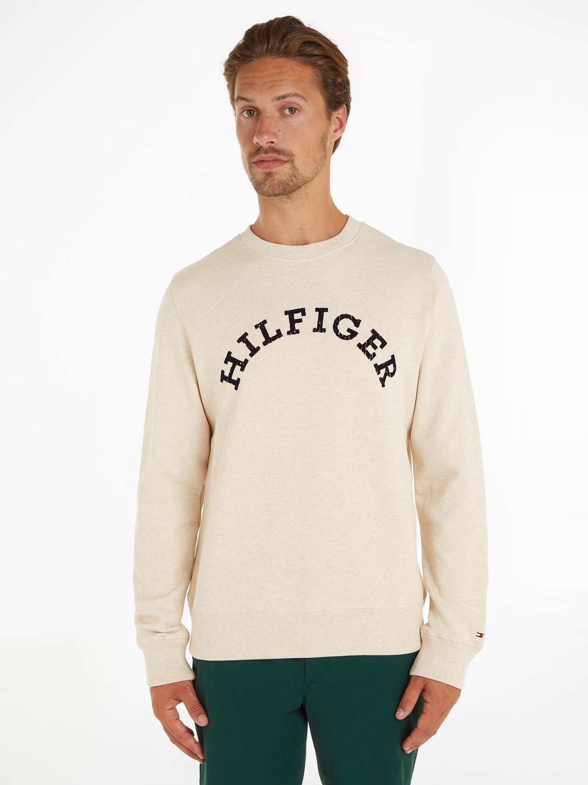 толстовка с рваным принтом HILFIGER ARCHED HTR SWEATSHIRT