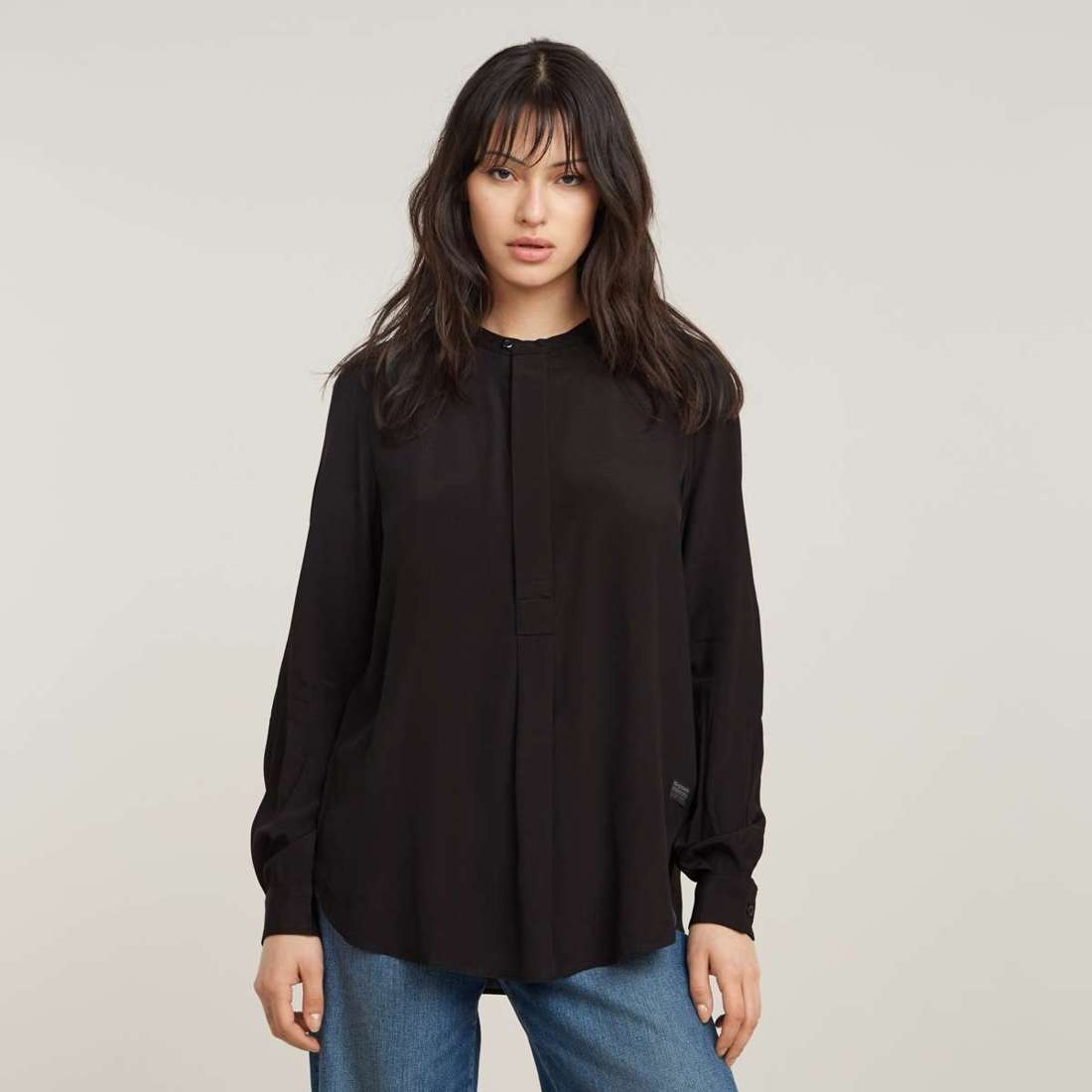 Блузка с длинными рукавами и планкой на потайных пуговицах. Half Placket Top ls wmn