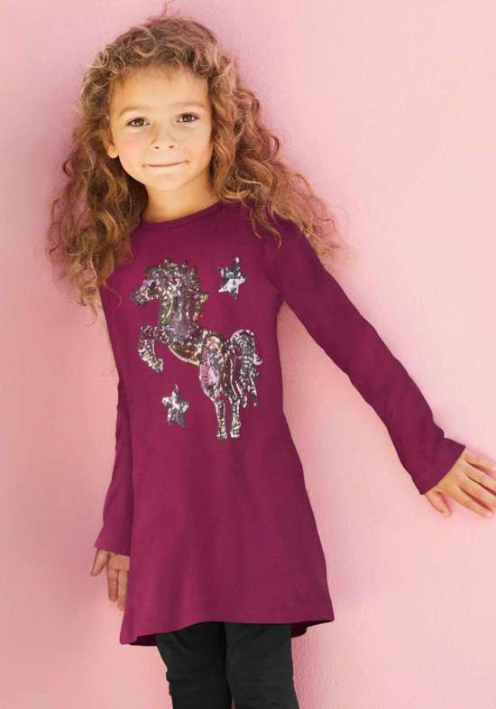 Рубашка с длинными рукавами и красивым лошадиным мотивом из пайеток