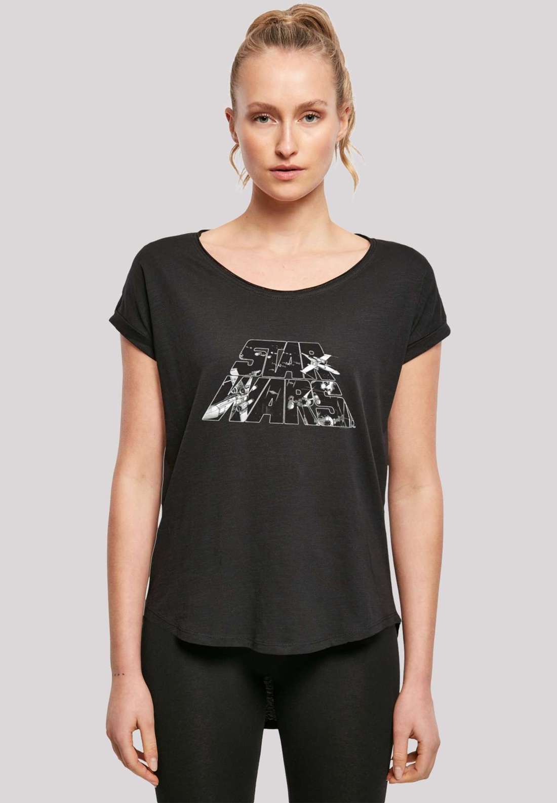 футболка Long Cut T-Shirt Star Wars Logo Space Sketch