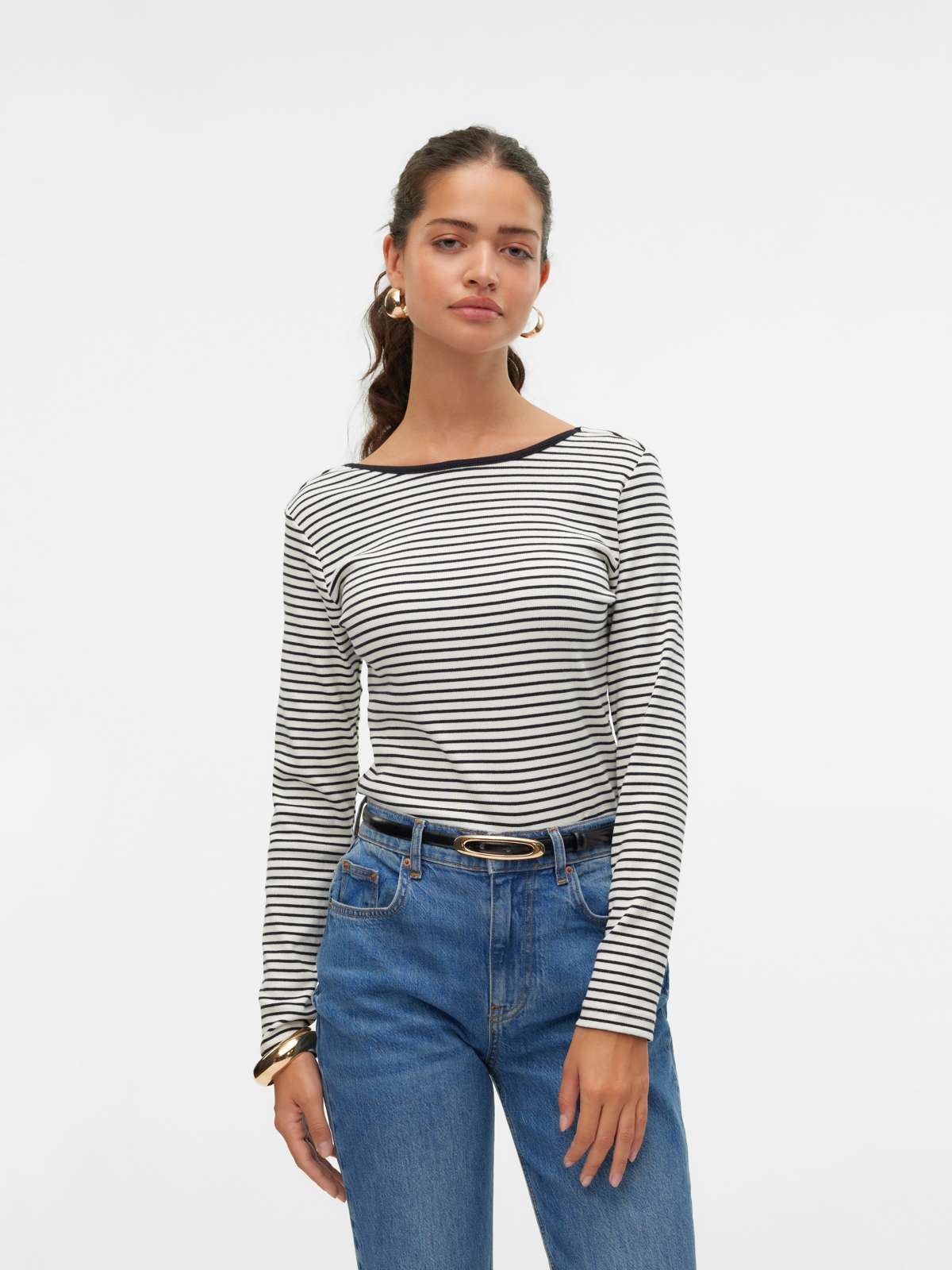 Рубашка с длинным рукавом VMCHLOE STRIPE LS 2WAY SHORT TOP GO NOOS
