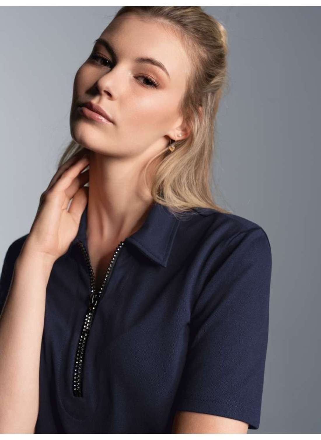 рубашка поло TRIGEMA Slim Fit Poloshirt mit Kristallsteinen