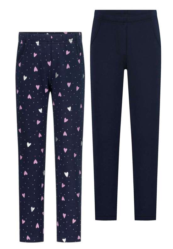 Термолеггинсы (2 шт.), однотонные, с принтом в виде сердца по всей поверхности