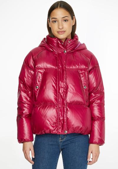Стеганая куртка с капюшоном и воротником стойкой. POP COLOUR DOWN JACKET