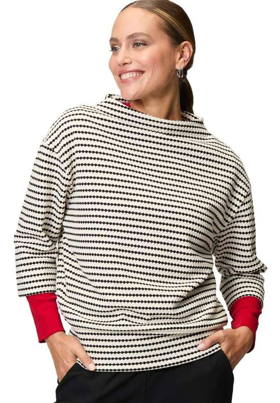 толстовка zero Sweatshirt geringelt mit 3/4 Ärmel