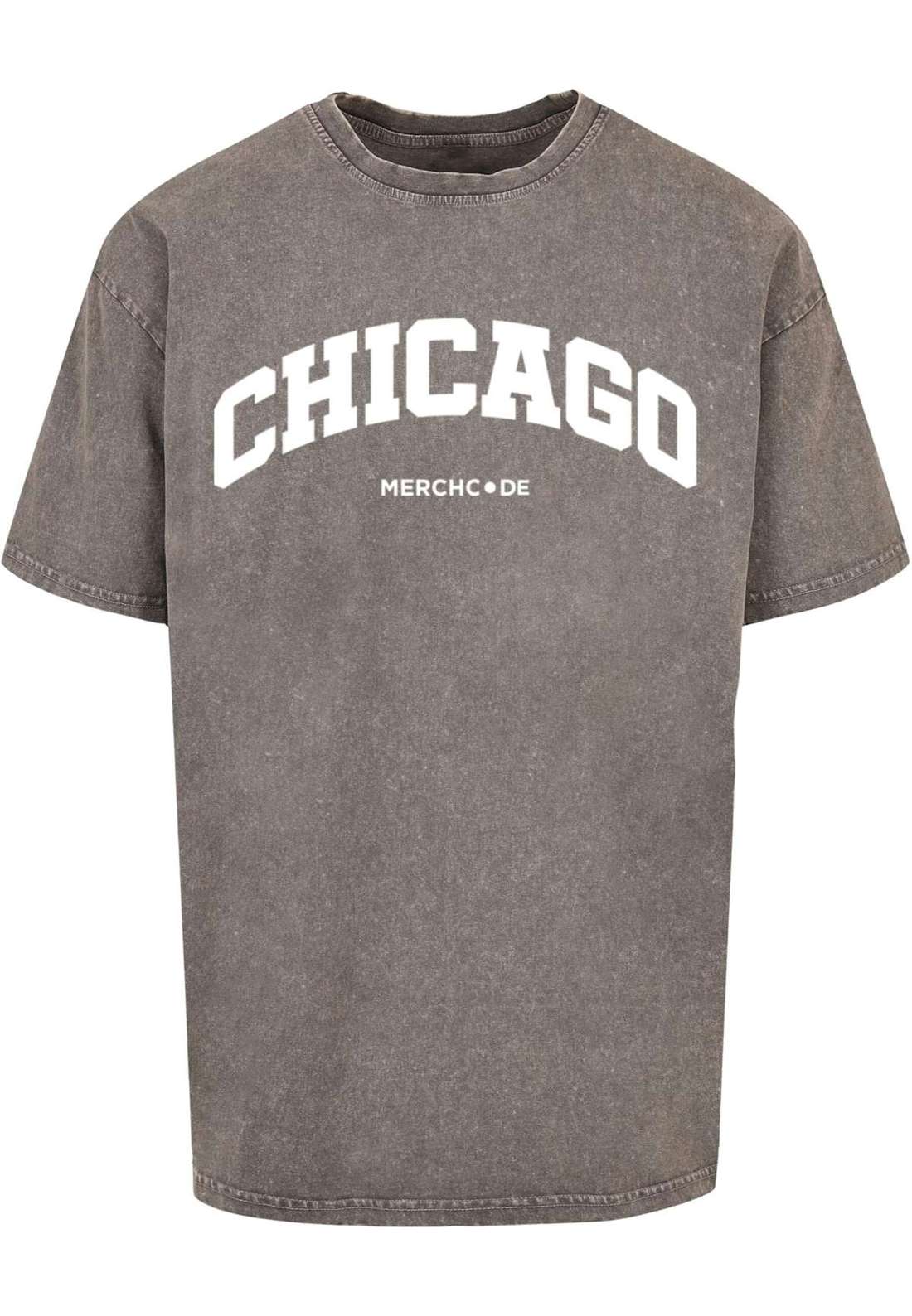 футболка Herren Chicago Wording - Acid Washed Oversize Tee