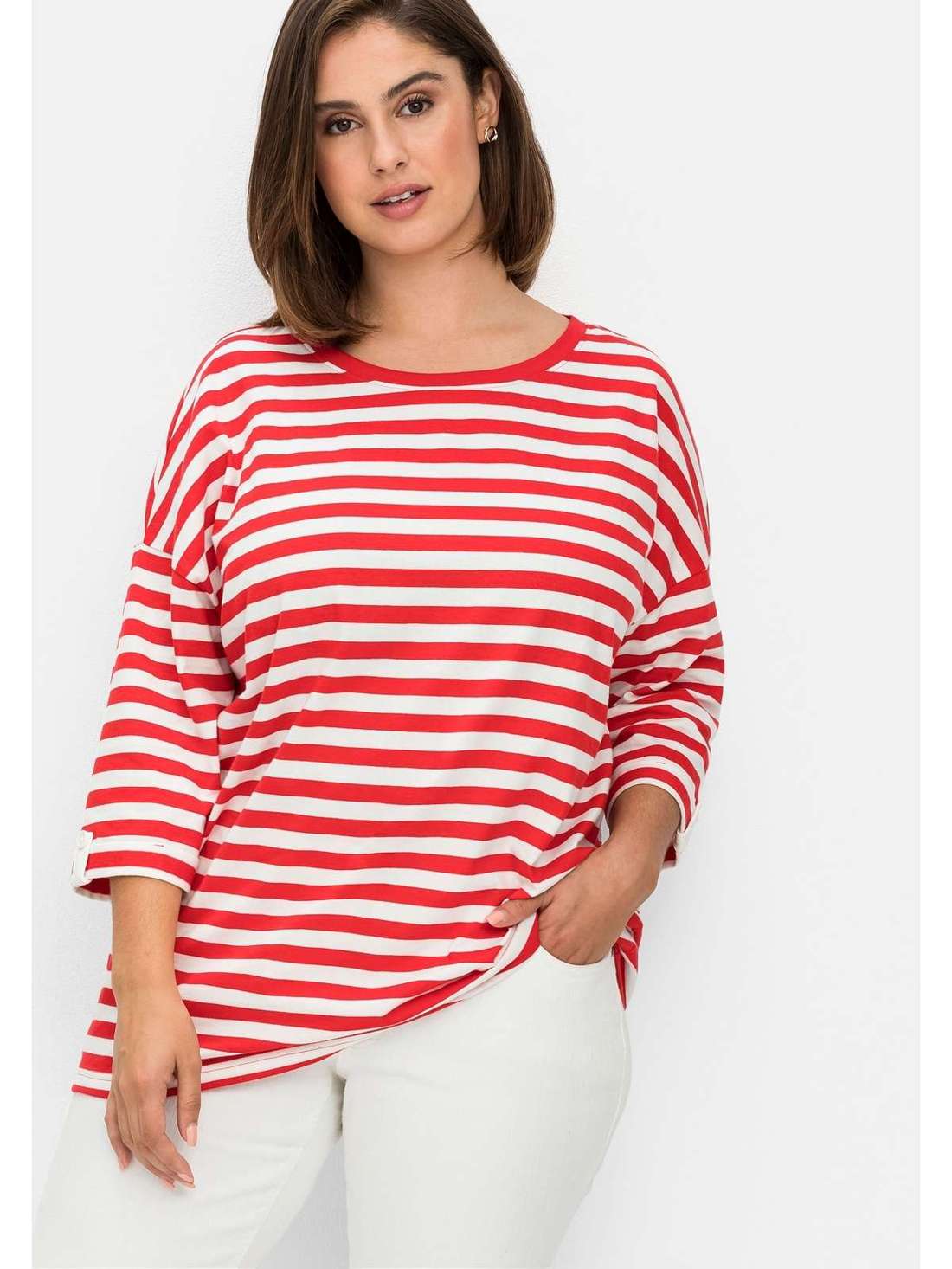 Рубашка с рукавом 3/4 и заниженной линией плеч. Große Größen