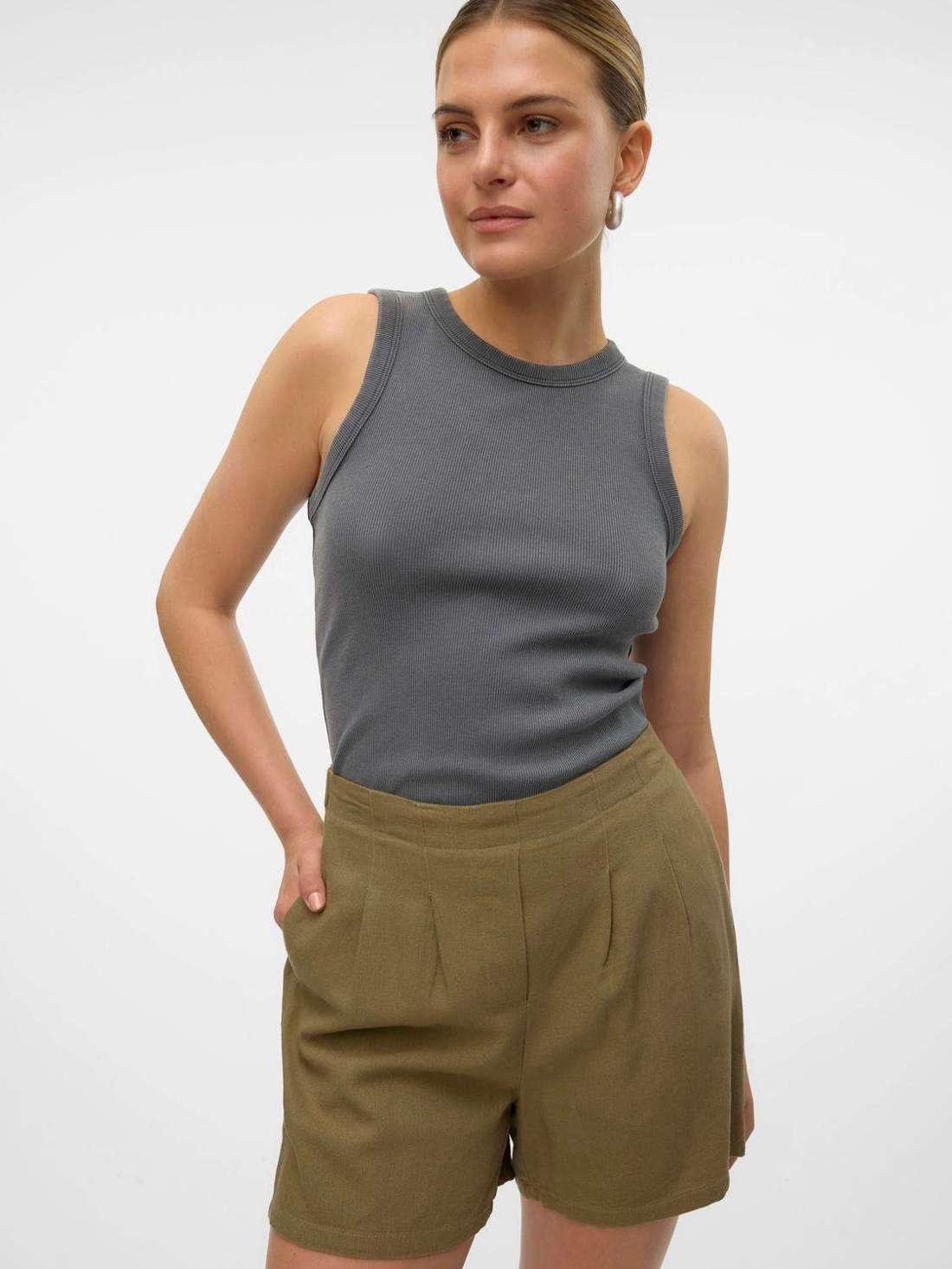 Майка в рубчик VMJANE SL WASHED RIB TOP JRS NOOS