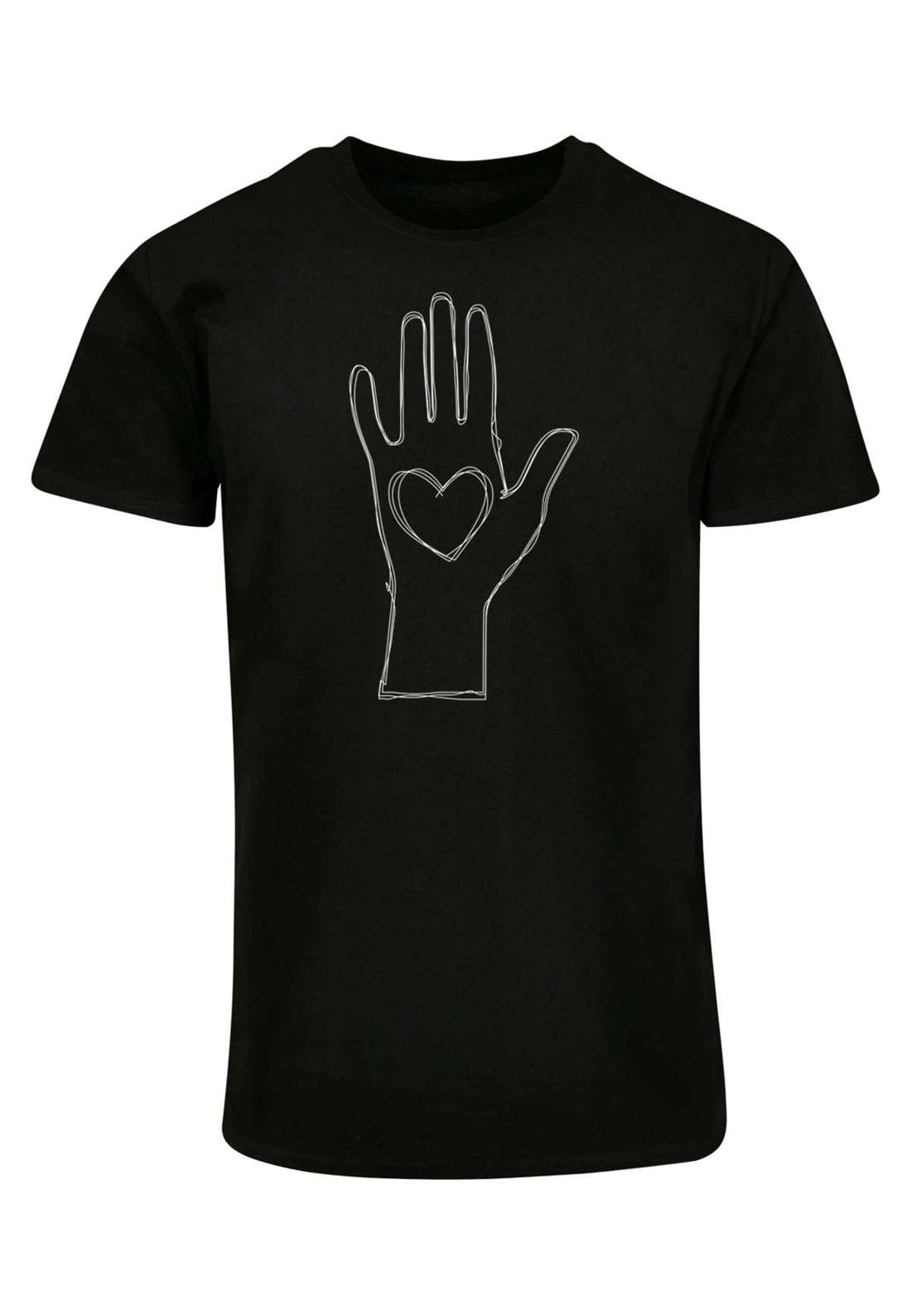 футболка Herren Peace - Scribble Hand Heart Black Basic T-Shirt