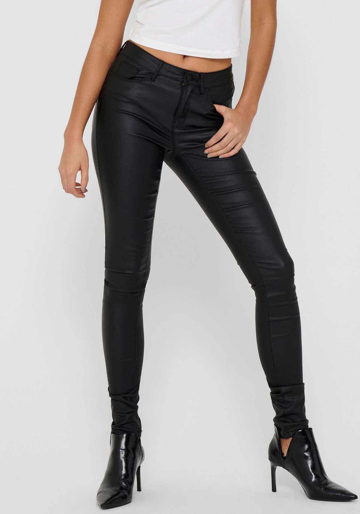 Брюки из искусственной кожи ONLANNE K MID WAIST COATED PNT NOOS