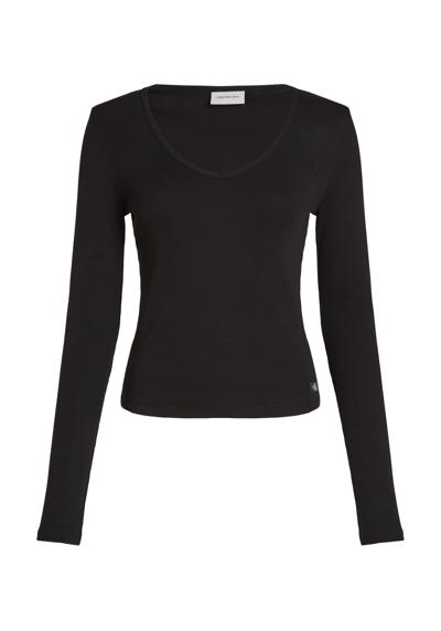 Рубашка с длинными рукавами и нашивкой-логотипом WOVEN LABEL RIB V-NECK LS