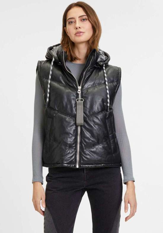 Кожаный жилет с кожаным капюшоном GWNammi OS