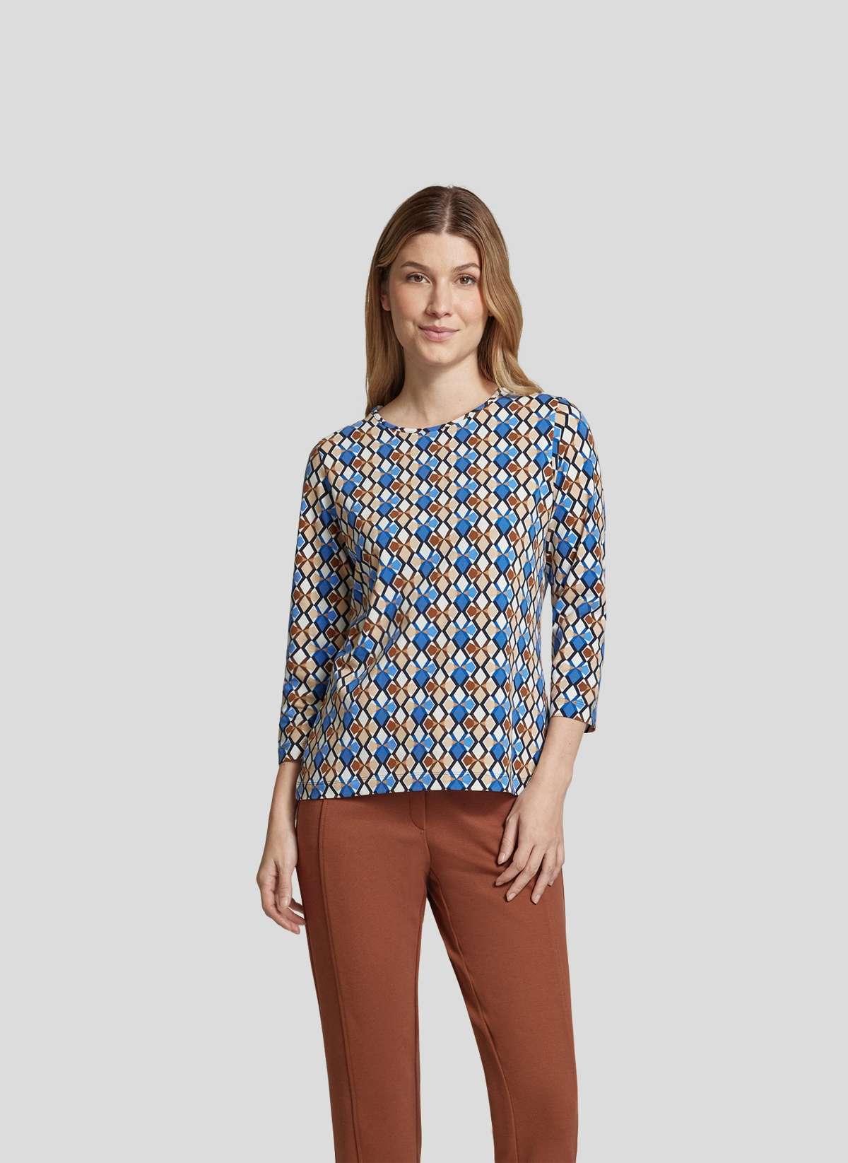 Рубашка с принтом Geometrisch gemustertes Shirt mit 3/4-Armeln