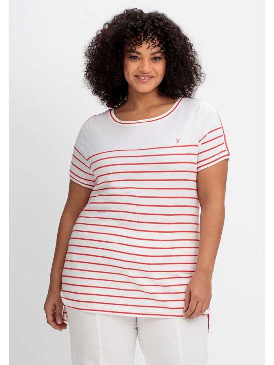 Футболка с декоративной лентой на плече. Große Größen