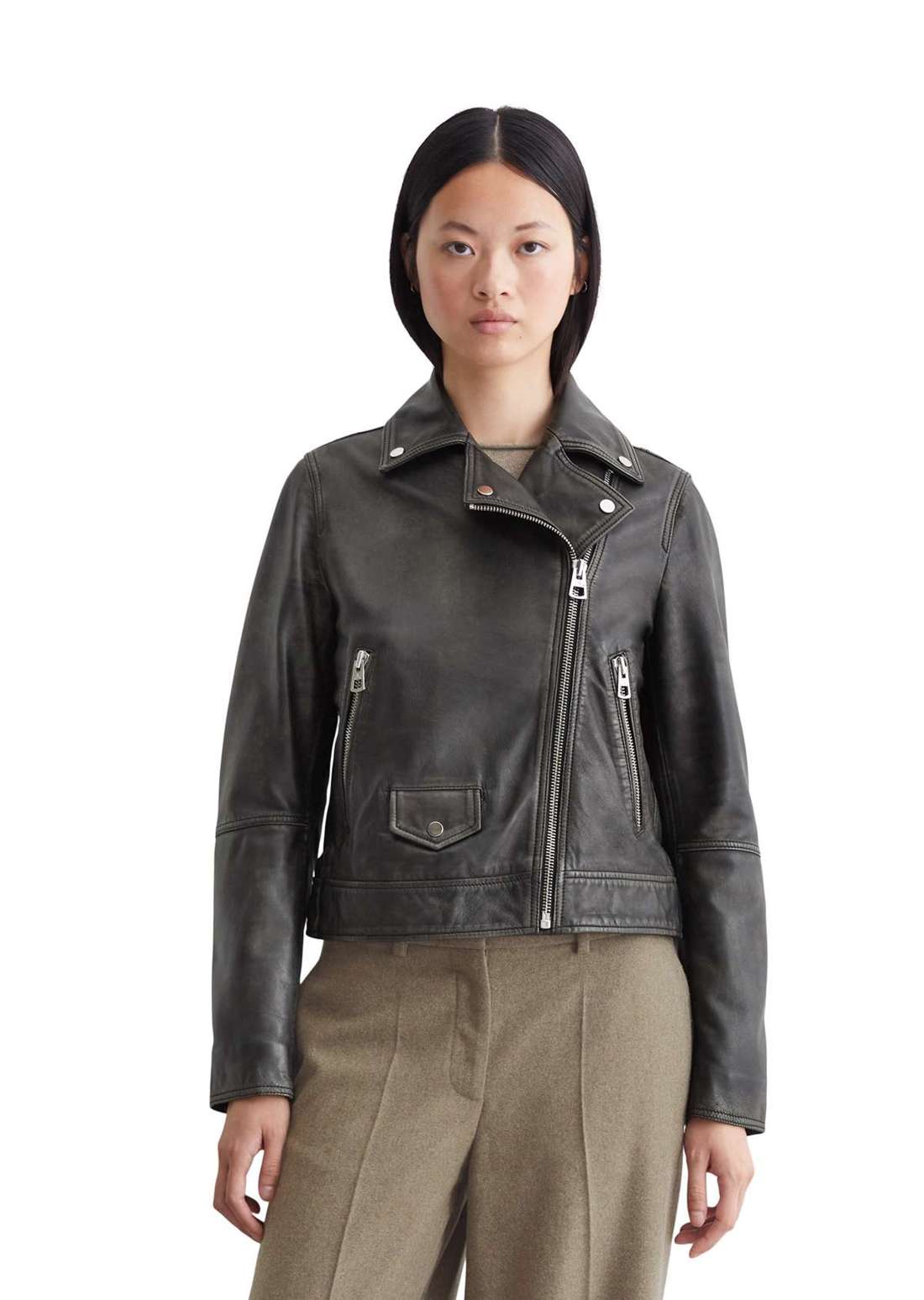 Кожаная куртка aus softem Vintage-Lammleder