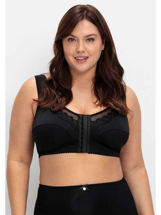 Бюстгальтер без косточек с кружевом и застежкой спереди. Große Größen