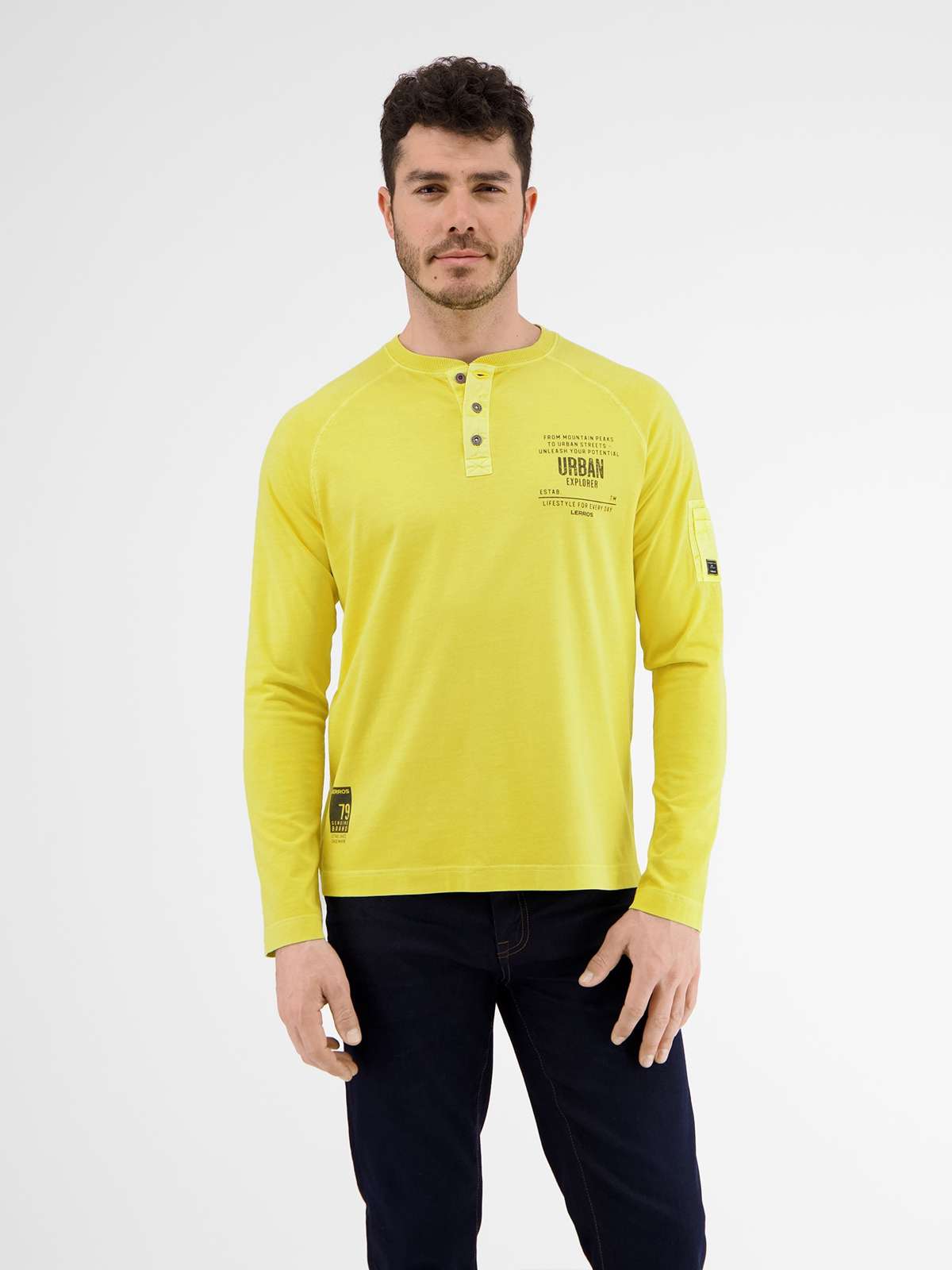 Рубашка с длинным рукавом LERROS Longsleeve mit Serafinokragen