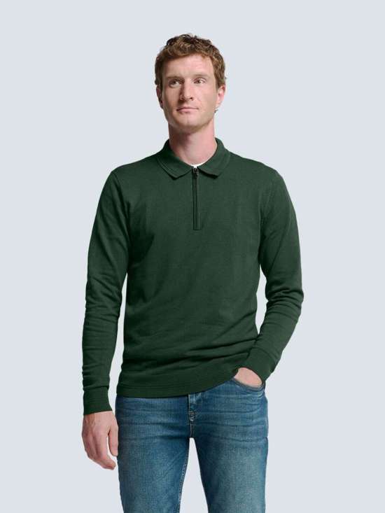 Свитер с круглым вырезом No Excess Polo-Pullover mit halbem Reißverschluss