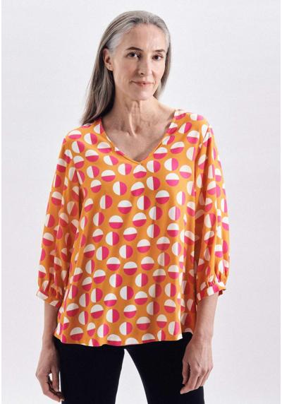 Блузка-рубашка, V-образный вырез с рукавом 3/4 в горошек