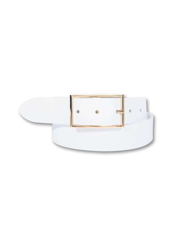 Ремень с застежкой цвета матового золота.