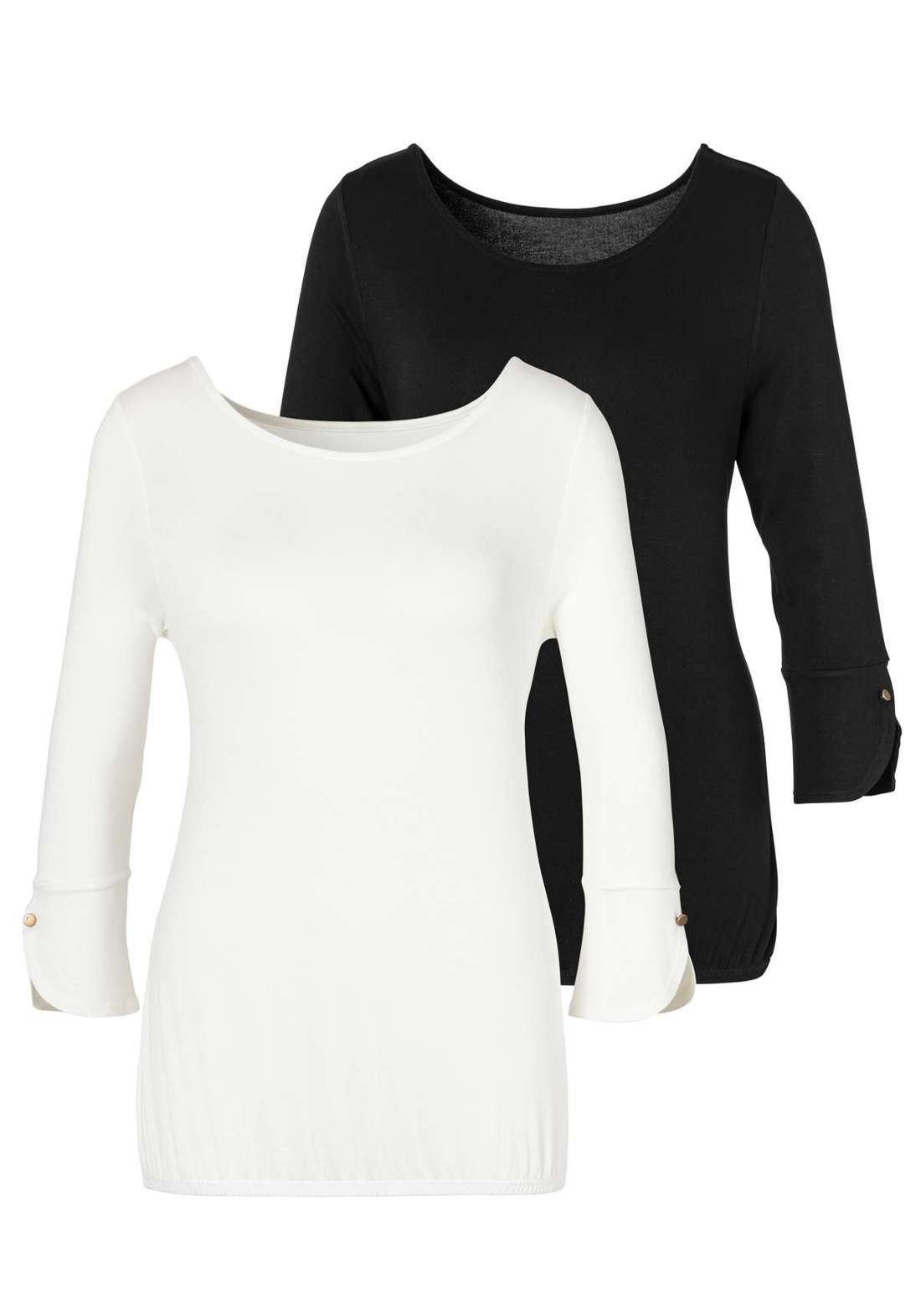 рубашка с рукавом 3/4 mit Manschetten und goldfarbenen Knöpfen