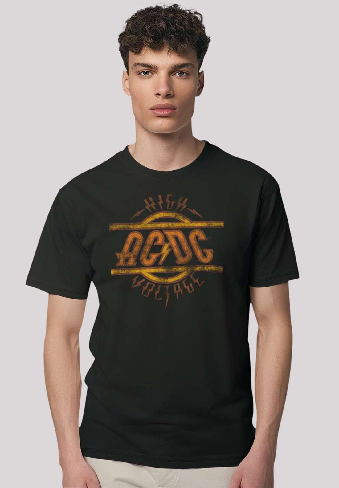 футболка AC/DC Rock Musik Band High Voltage Logo Distressed