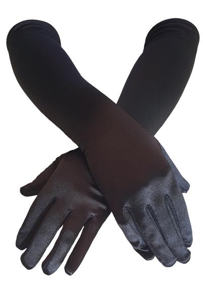 Вечерние перчатки стильного атласного вида.