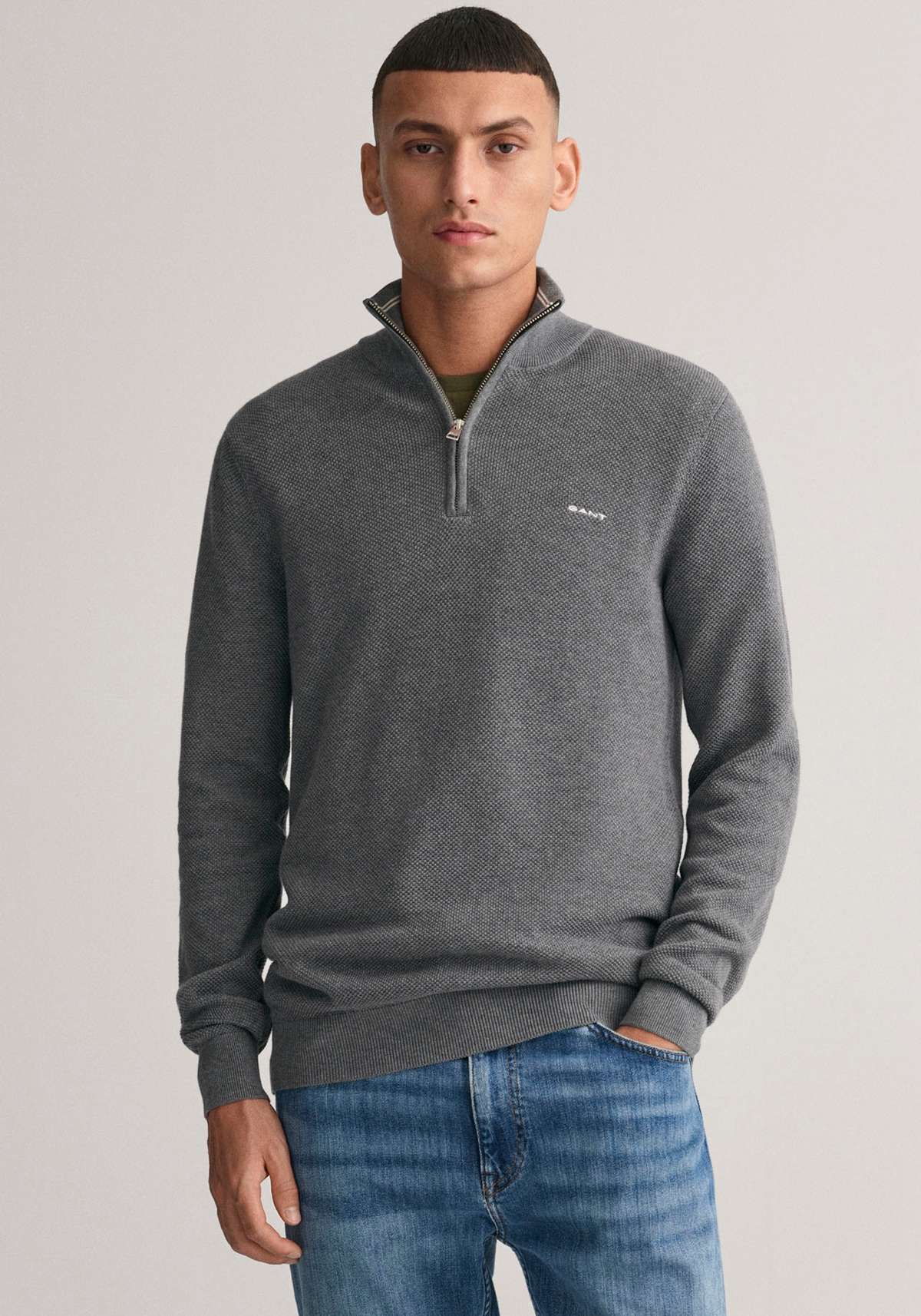 Тройер со структурой пике COTTON PIQUE HALF ZIP