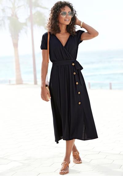 Платье миди (с поясом) из вискозной ткани, летнее платье с запахом, пляжное платье.