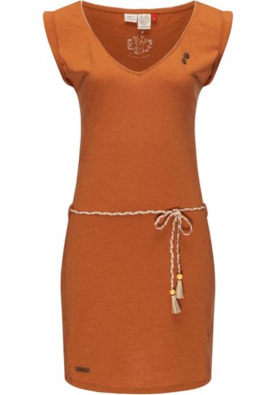 Платье из джерси, стильное платье-рубашка с плетеным поясом на талии.