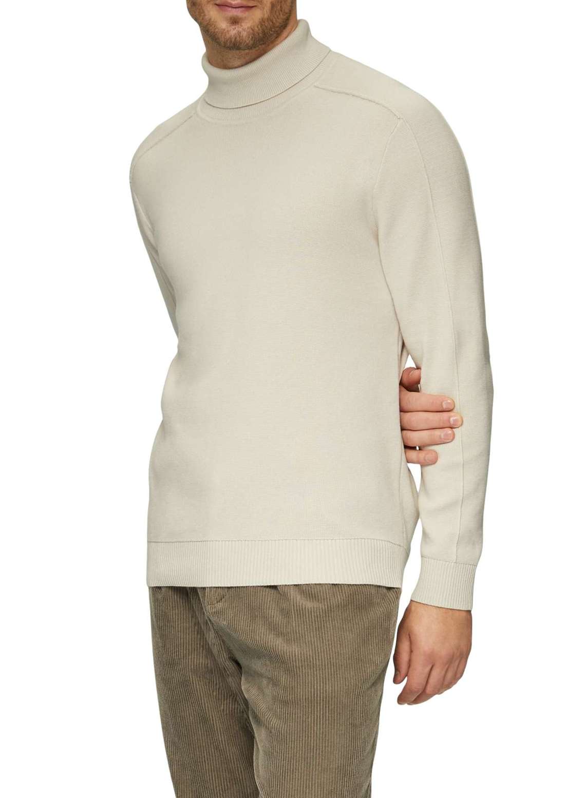 Свитер с круглым вырезом и ребристыми манжетами