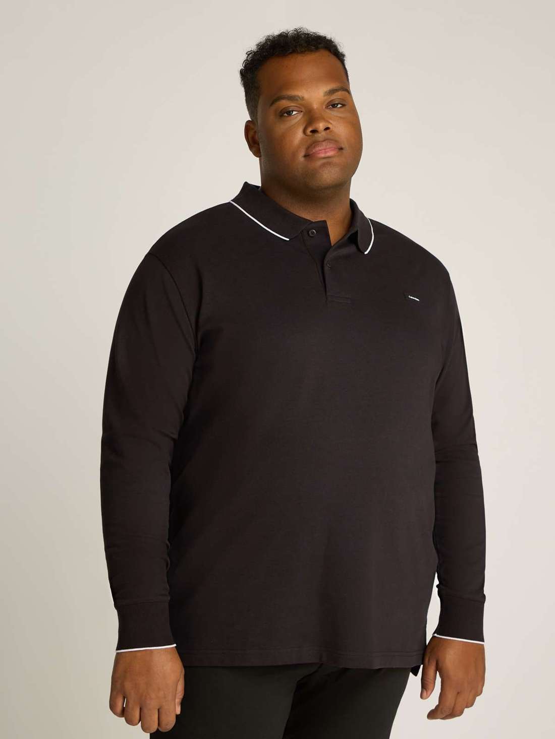 Рубашка-поло с длинными рукавами больших размеров с нашивкой-логотипом BT_STRETCH PIQUE TIPPING LS POLO