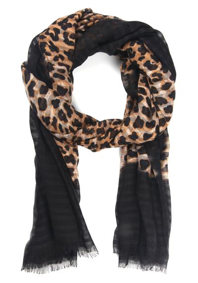 Модный шарф (1 штука) с леопардовым принтом и черной каймой