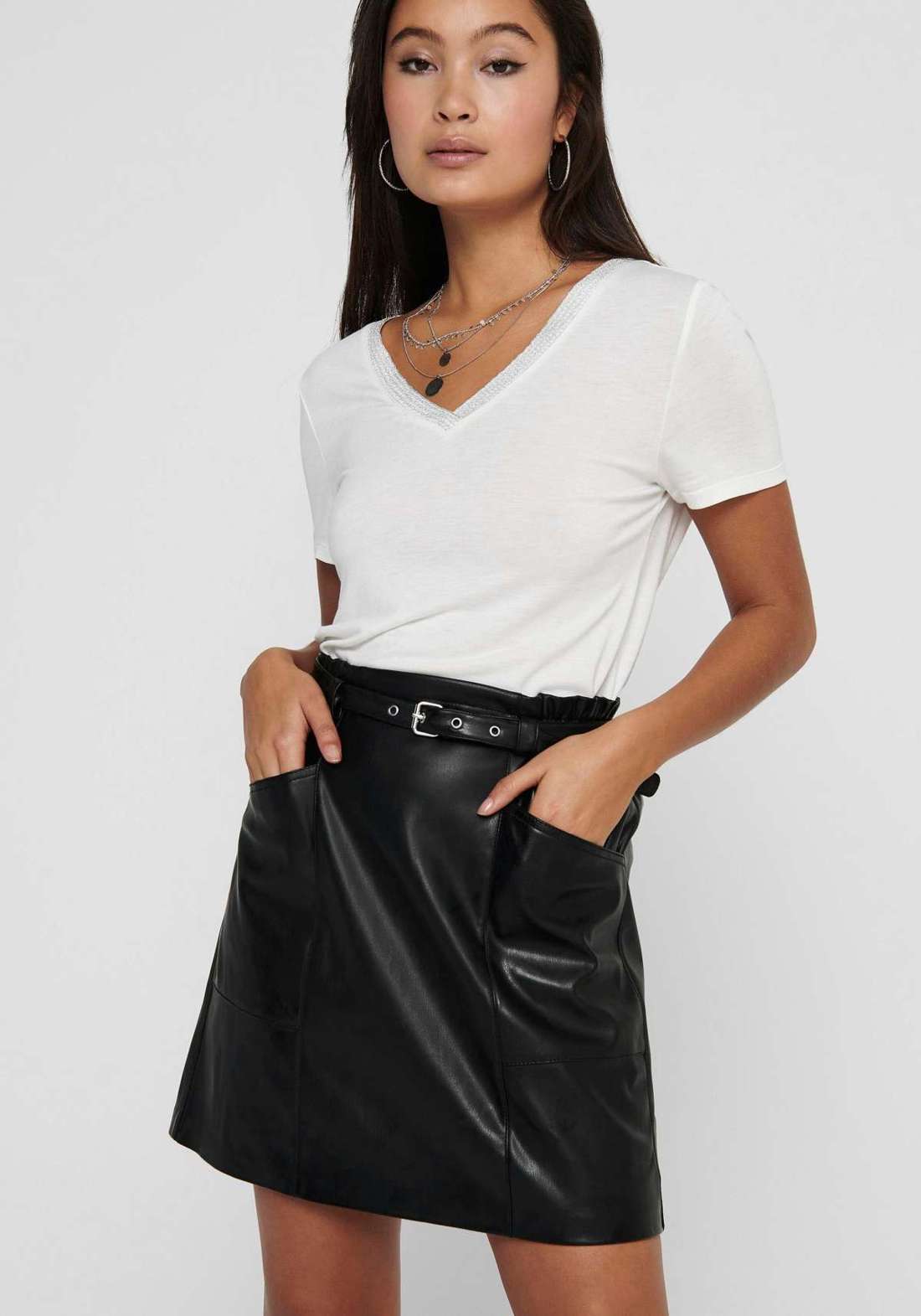 Юбка из искусственной кожи ONLHEIDI FAUX LEATHER SKIRT OTW NOOS