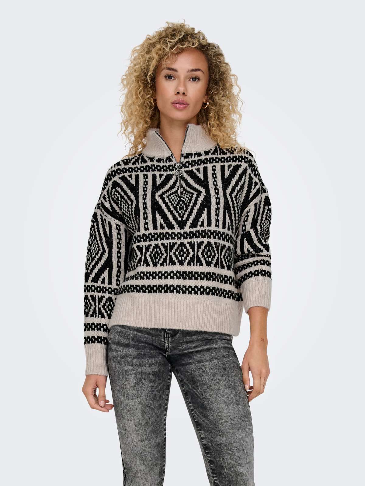 Вязаный свитер ONLFELICIA LS ZIP PULLOVER NCA KNT