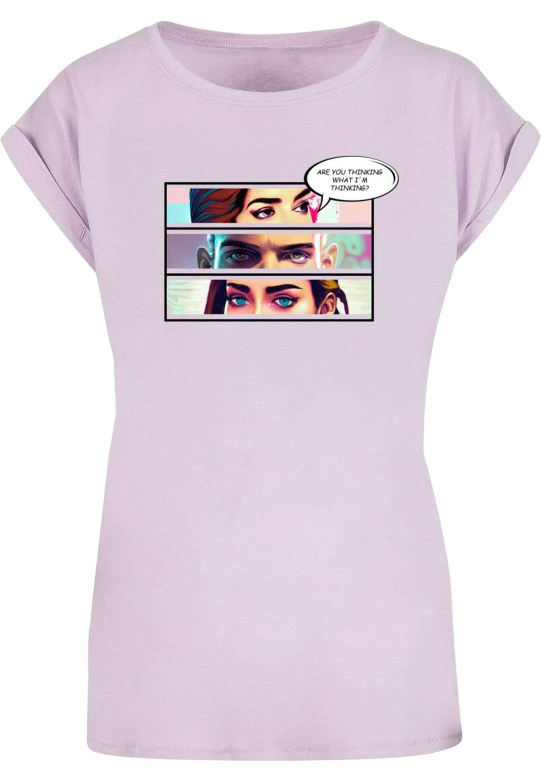 футболка Damen Ladies Thinking Comic Extended Shoulder Tee