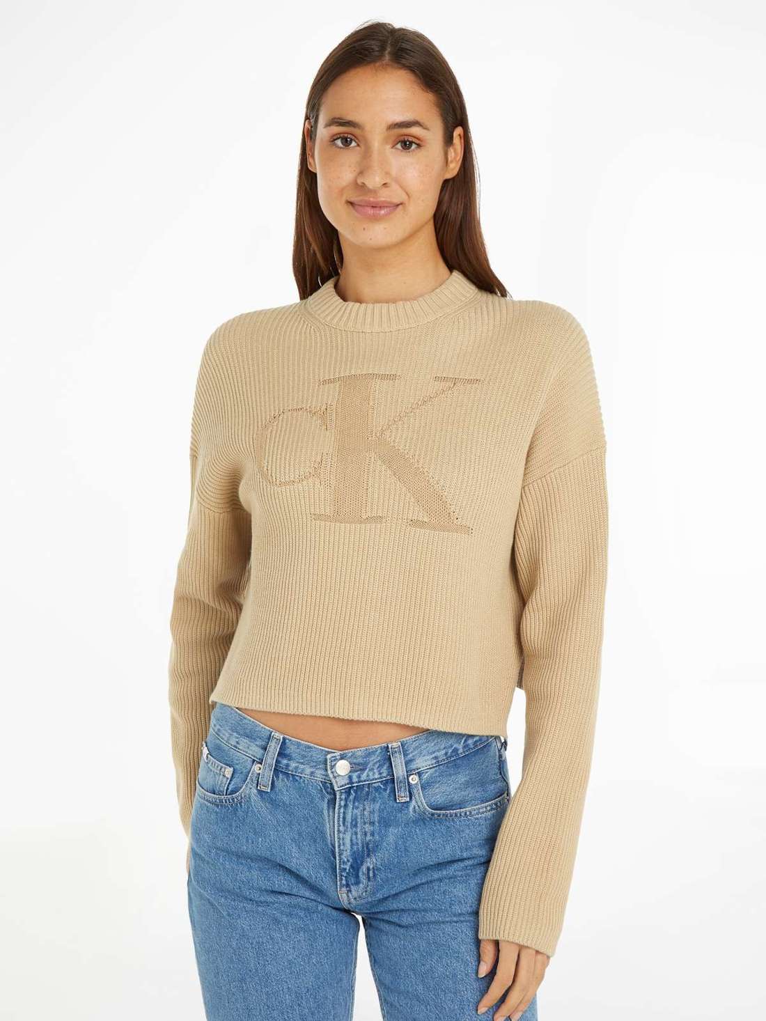 Свитер с воротником стойкой и вышивкой логотипа LOGO INTARSIA REGULAR SWEATER