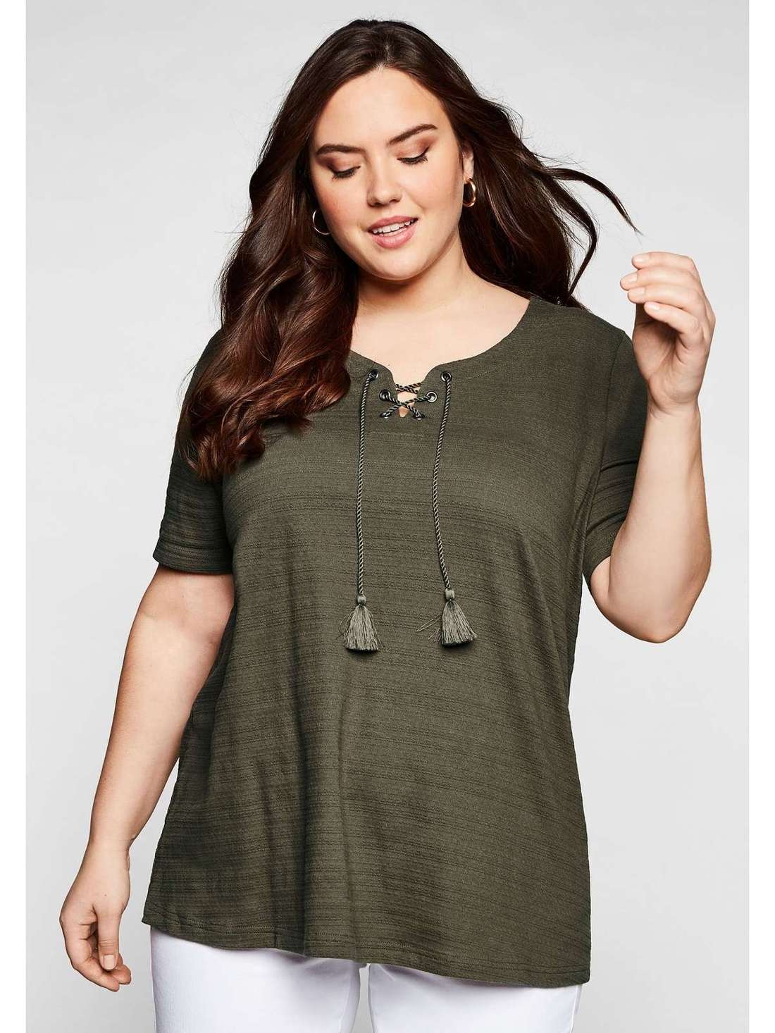 Футболка жаккардового вида с лентой для галстука Große Größen