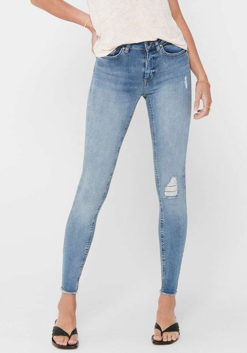 Джинсы до щиколотки с эффектом потертости ONLBLUSH MID SK ANK RW REA333NOOS