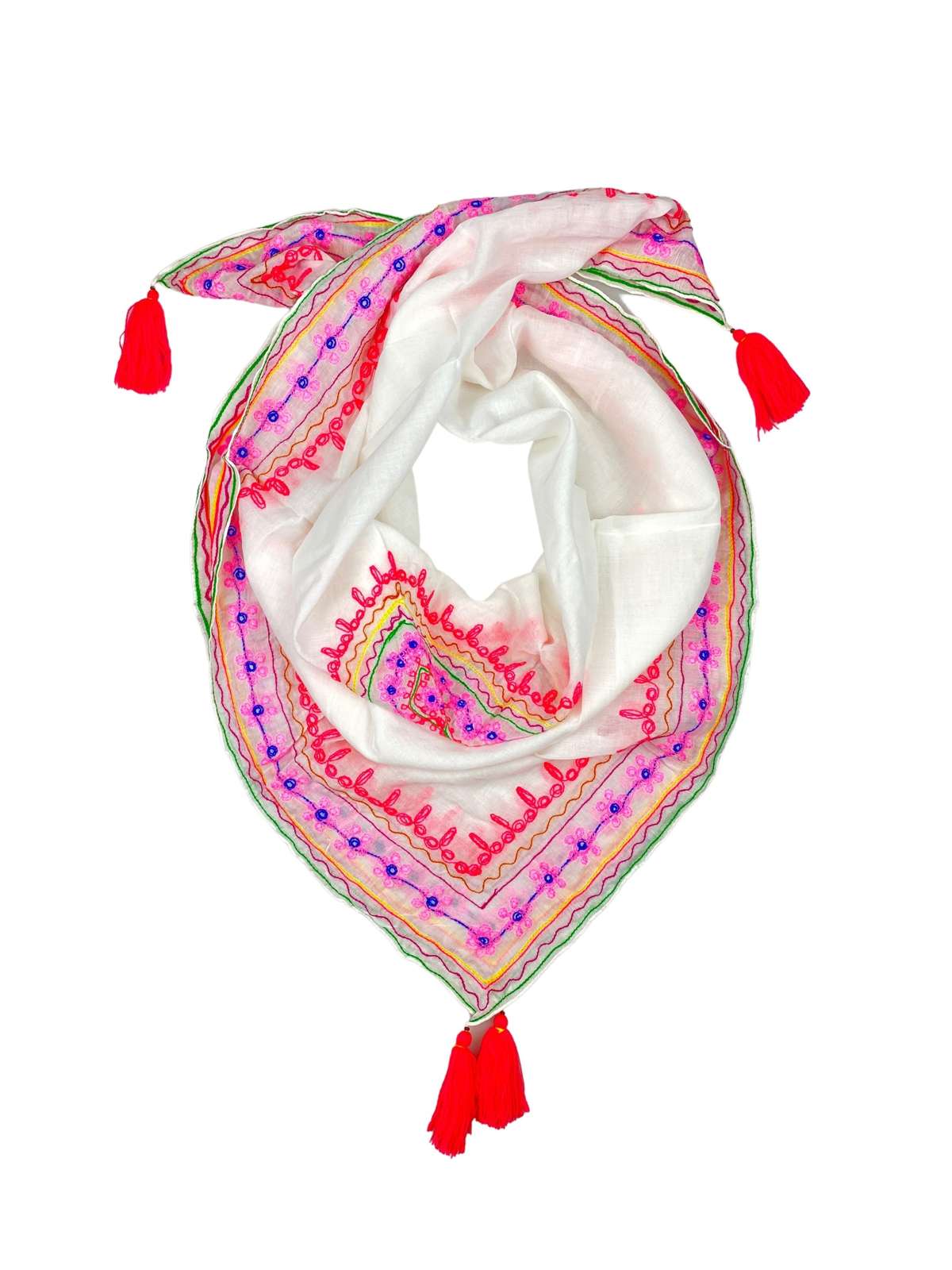 Модный шарф (1 шт.), расшитый яркими цветовыми акцентами.